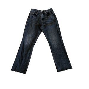 Zara high-rise jeans black wash raw hem